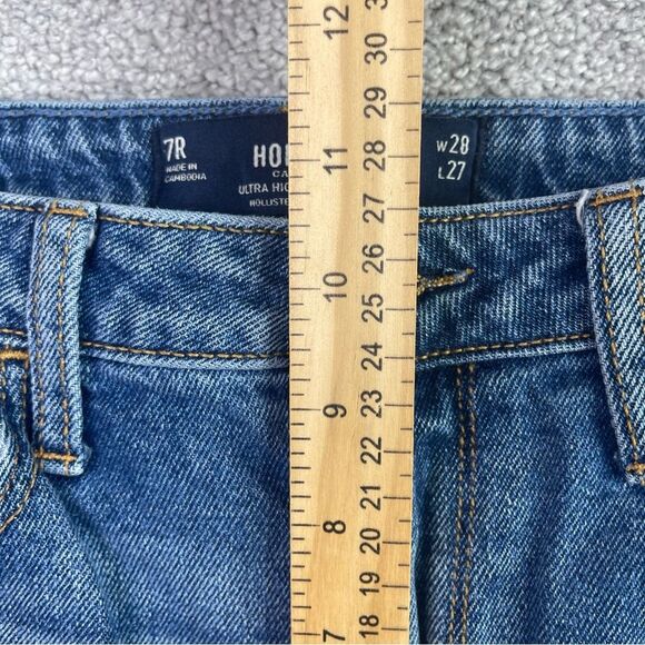 Hollister Mom Jeans Women's 26X25 Blue Straight Ultra High Rise Medium Denim - Picture 8 of 11